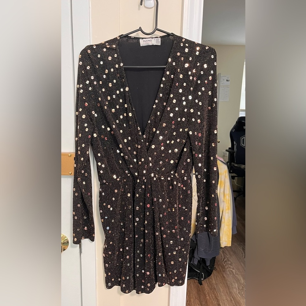 Flounce London Black Sequin Dress